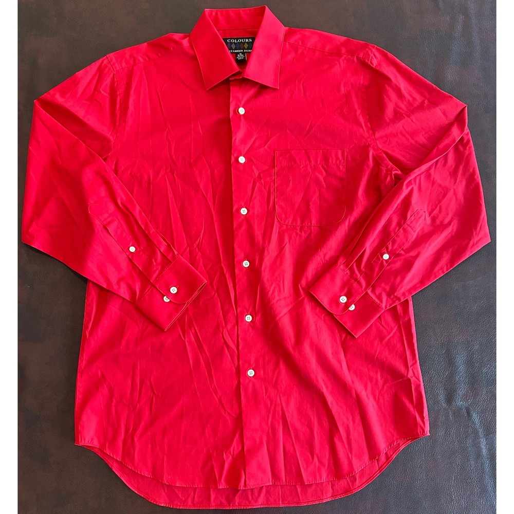Colours Alexander Julian Mens Red Dress Shirt Medium 15-15.5 32/33 Long Sleeve